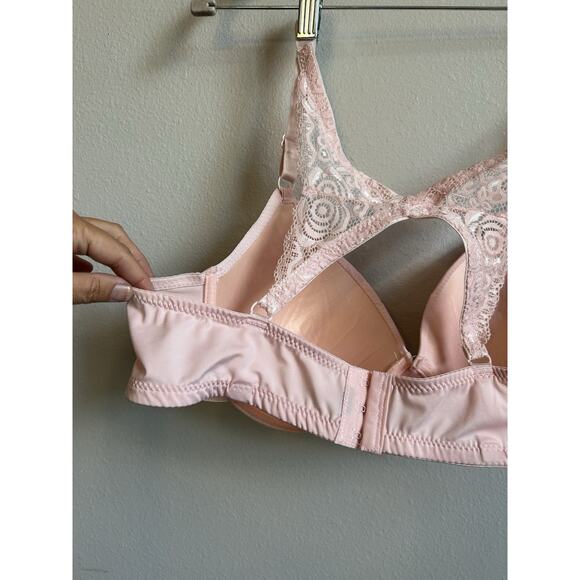 Pure Beauty Pink Full Coverage Lace Underwire Overbust 40C Butterfly Back Cross - Picture 3 of 8